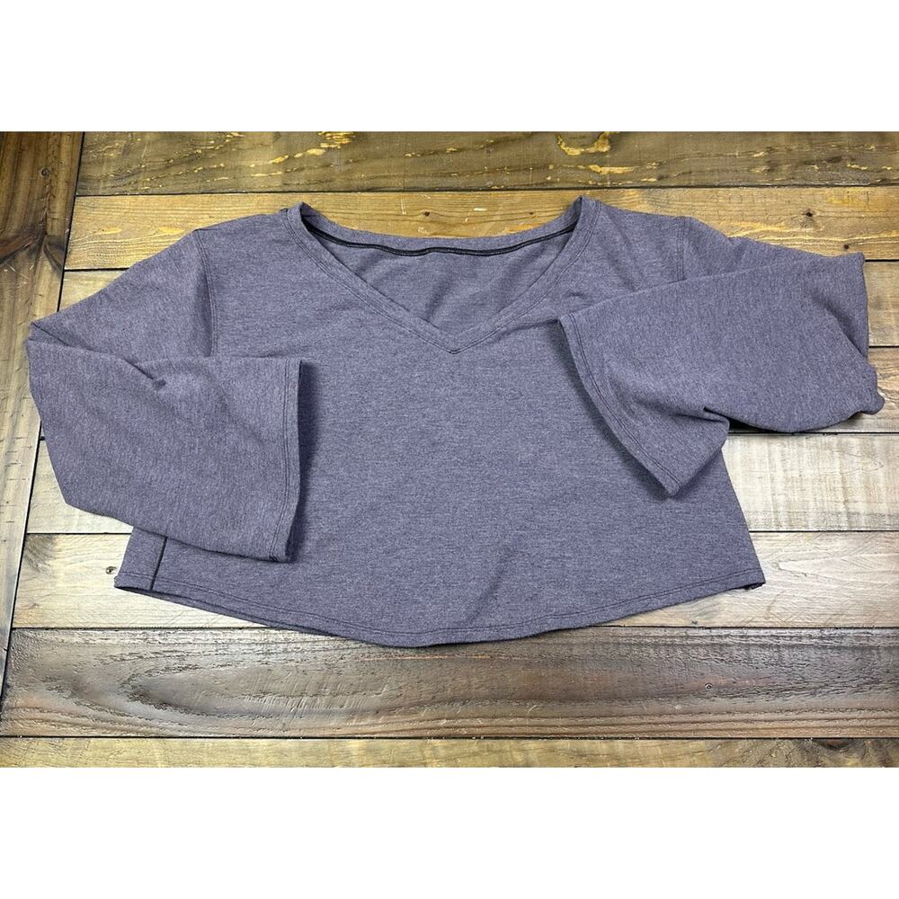 Lululemon Show Your Depth Long Bell Sleeve Crop Pullover V-neck Purple Size S/M